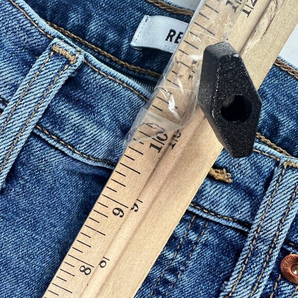 Re/Done Jean Women 25x26* 70s Stove Pipe High Rise Skinny Crop Blue Denim Tag 25 - Picture 16 of 16